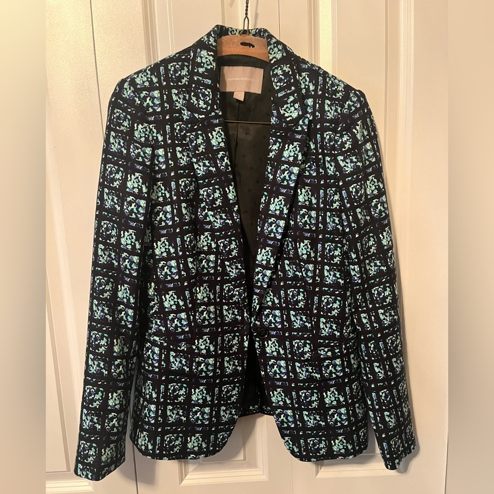 Banana Republic blue and green floral blazer